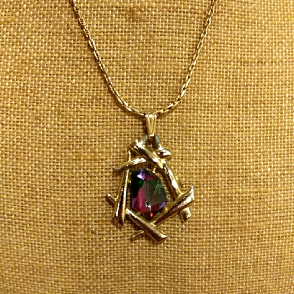 3 for $30 Sarah Coventry Designer Fashion Jewelry Necklace Charm Inlaid Gemstone